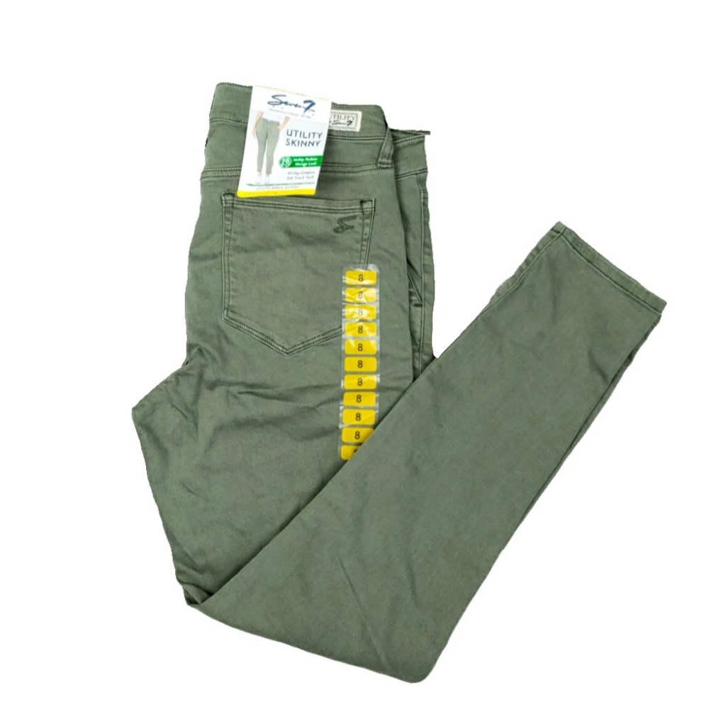 NWT Seven7 Agave Green Womens 8 Utility Ankle Skinny Jeans - Picture 4 of 7